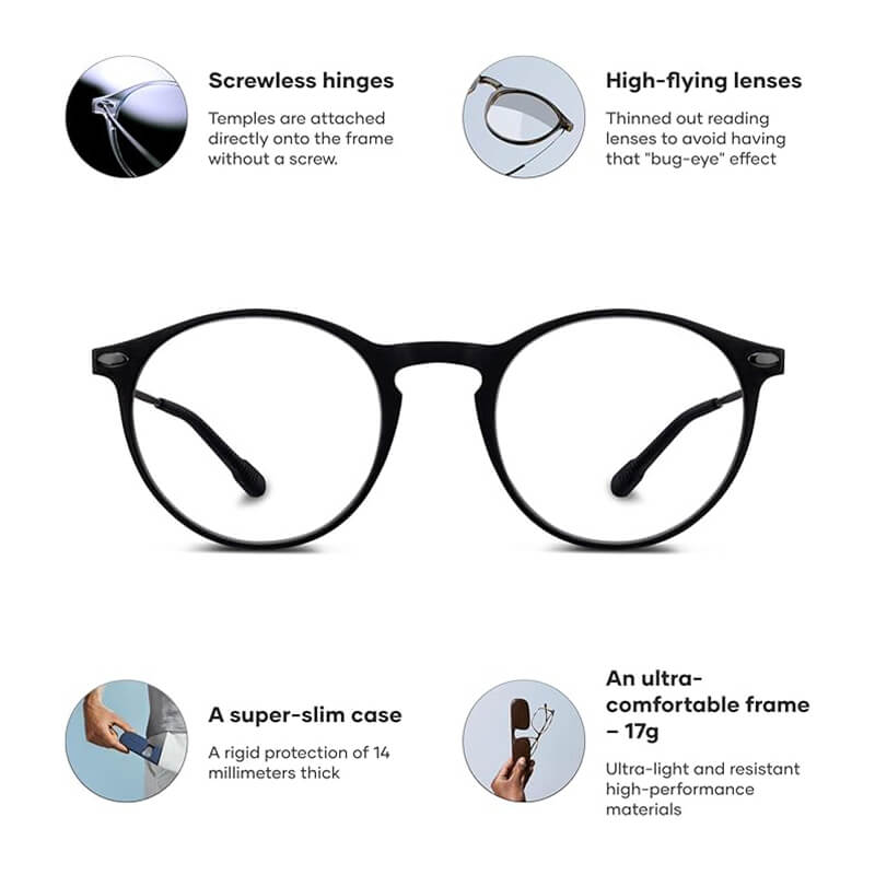 GlideLite – Nylon Unisex Reading Glasses with Compact Case